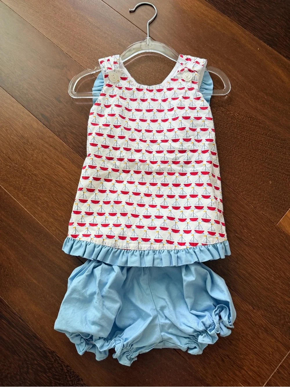 18M James & Lottie - Light Blue Sailboat Print Two-Piece Pajama Set